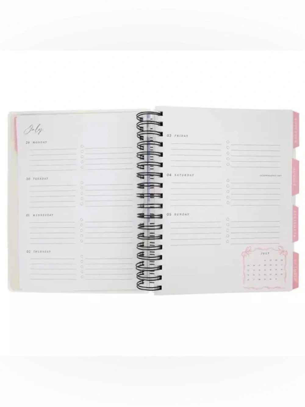 2026 - 2027 Romantic Bows Spiral Planner - 18 Months